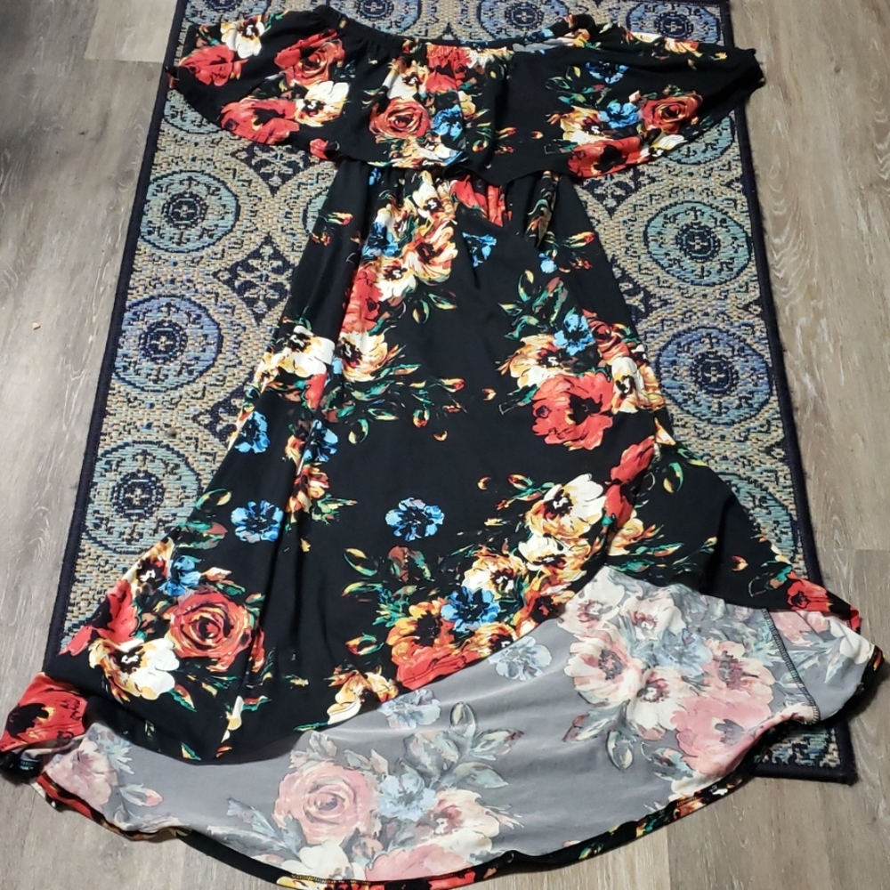 Hi low wrap floral wrap dress